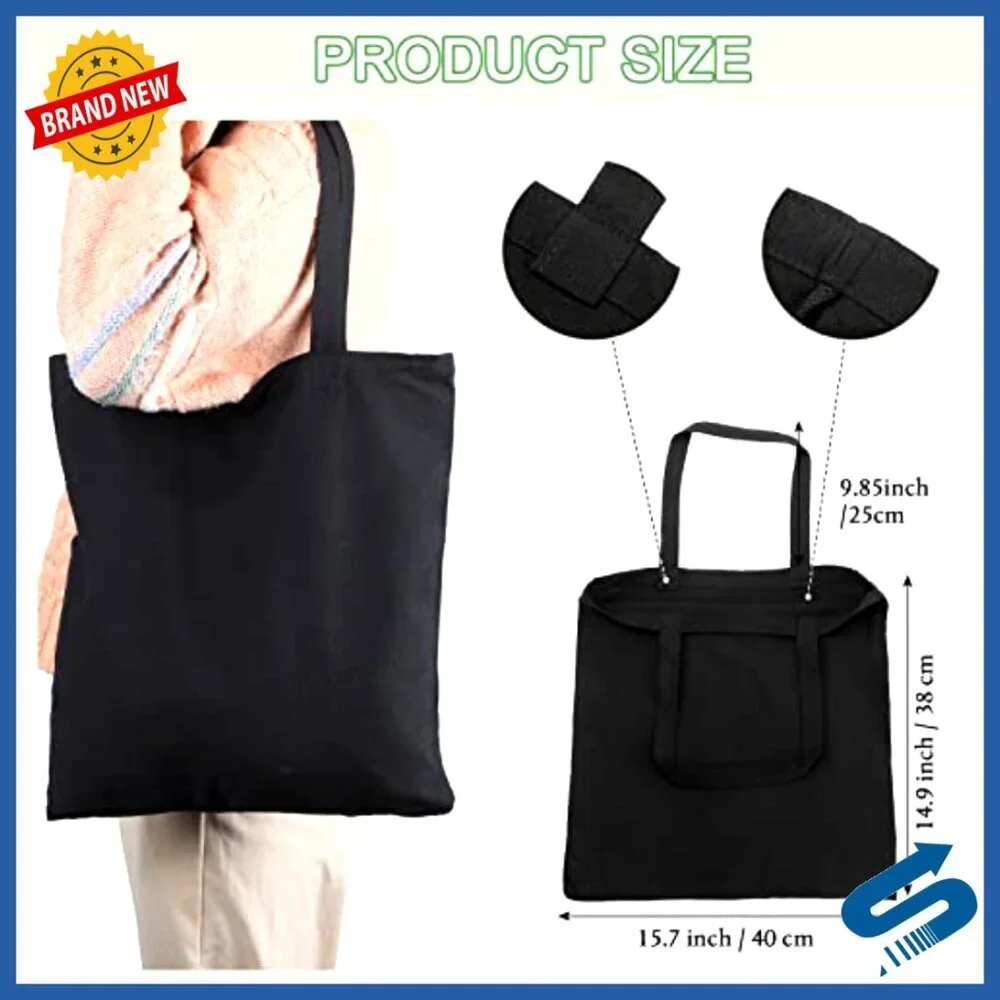 Blank Canvas Tote Bags Bulk Pack Lightweight Cotton DIY Craft Projects